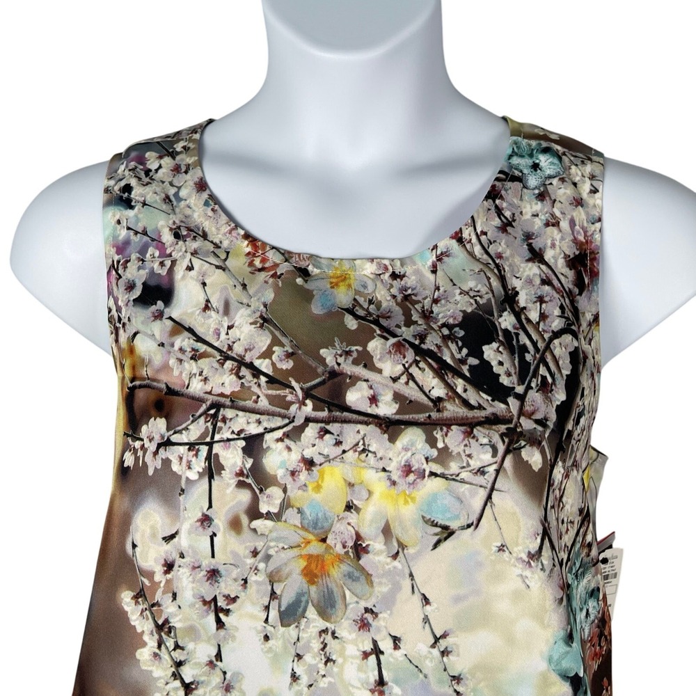Nicole‎ Miller Dress 14 Cherry Blossom Watercolor Floral Art to Wear Open Back - Picture 2 of 13